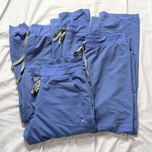 Figs Blue Traditional Nurse Medical Scrub Pants Bundle L & LT